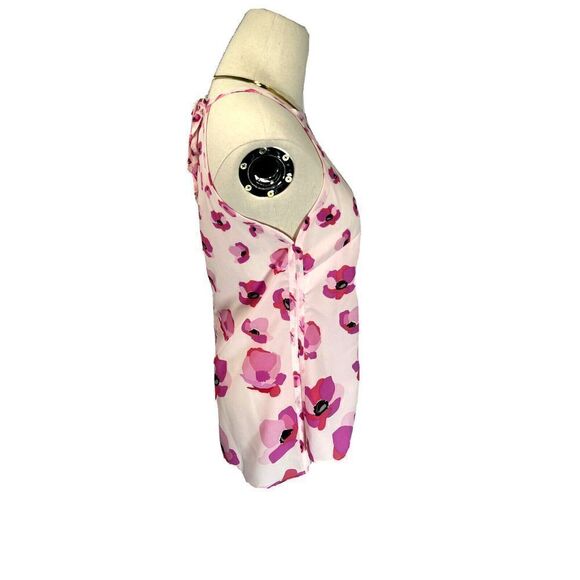 Cabi Pink Tank Top Floating Poppies Floral Tie Back Halter New - Picture 4 of 15